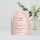 Virtual Quinceanera roos Gold-uitnodiging Briefkaart (Staand voorkant)