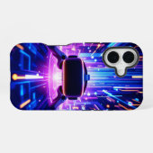 Virtual reality-gameomgeving zweeft iPhone 16 hoesje (Achterkant horizontaal)