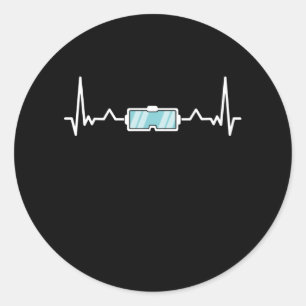 Virtual Reality Gamer Heartbeat VR Gift Ronde Sticker