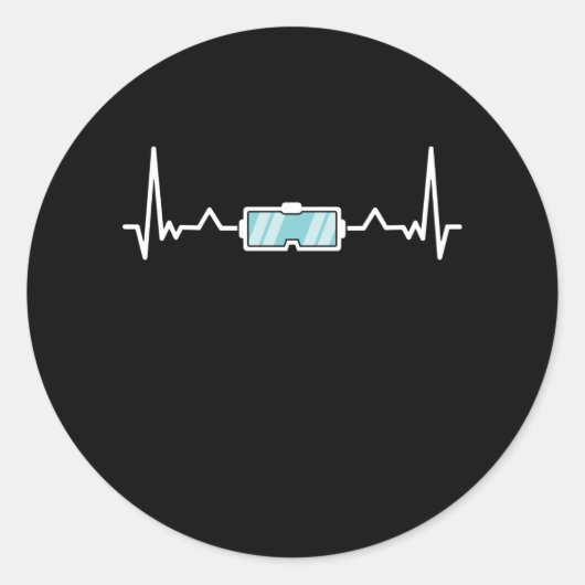 Virtual Reality Gamer Heartbeat VR Gift Ronde Sticker (Voorkant)