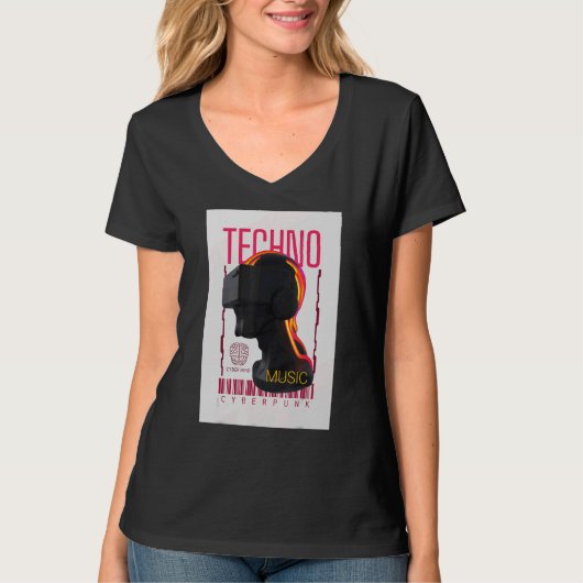 Virtual Reality Gaming Techno Cyberpunk Music T-shirt (Voorkant)