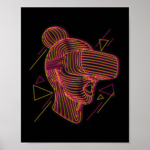 Virtual Reality Grafische Lijnkunst Voor Een Vr Ga Poster