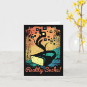 Virtual Reality Graphic Retro Distressed Art voor Kaart (Gele Bloem)