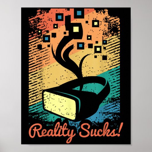 Virtual Reality Graphic Retro Distressed Art voor Poster (Voorkant)