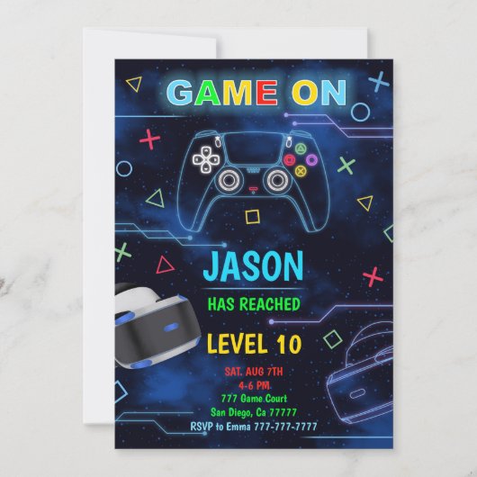 Virtual Reality Verjaardagsspellen Nodigt uit Kaart (Voorkant)