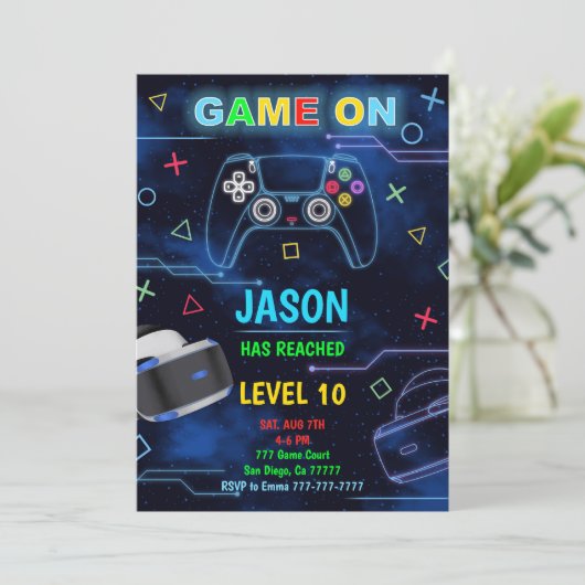 Virtual Reality Verjaardagsspellen Nodigt uit Kaart (Staand voorkant)