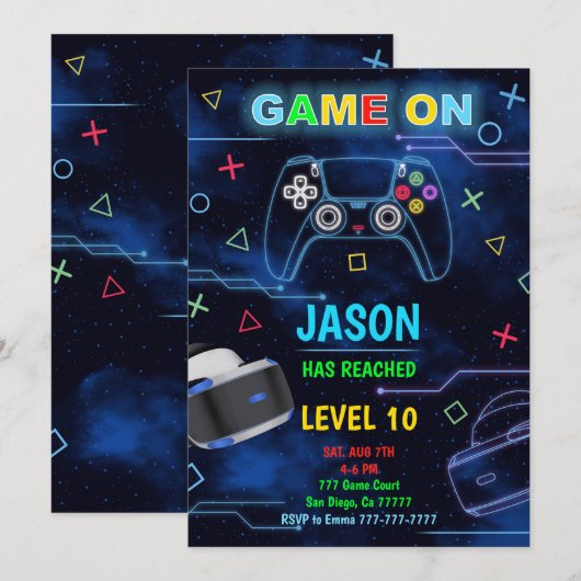 Virtual Reality Verjaardagsspellen Nodigt uit Kaart (Voorkant / Achterkant)