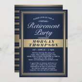 Virtual Retirement Party Navy Blauw Wit en Goud Kaart (Voorkant / Achterkant)