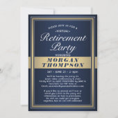 Virtual Retirement Party Navy Blauw Wit en Goud Kaart (Voorkant)