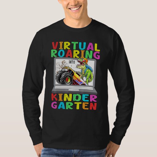 Virtual Roaring Kindergarten Dinosaur T Rex Terug T-shirt (Voorkant)