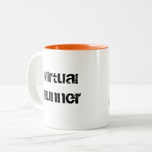 Virtual Runner-Mok Tweekleurige Koffiemok (Voorkant links)