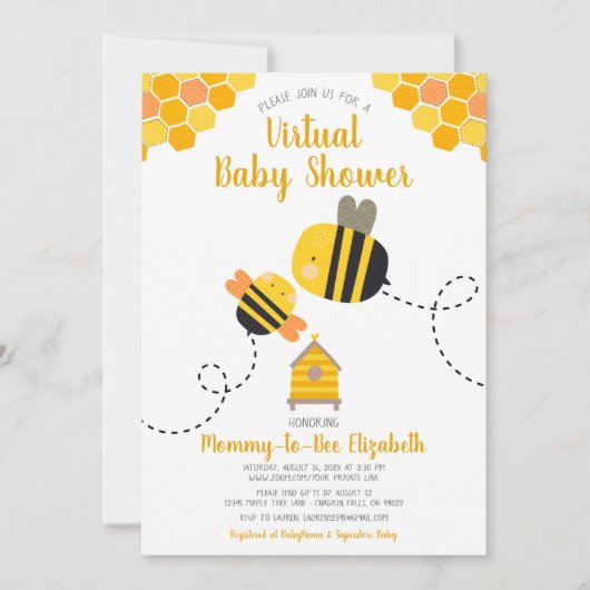 Virtual Schattige Sweet Kawaii Mama naar Bee Baby  Kaart (Voorkant)