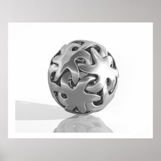Virtual Sculpture Interlocked Star Chrome Poster (Voorkant)