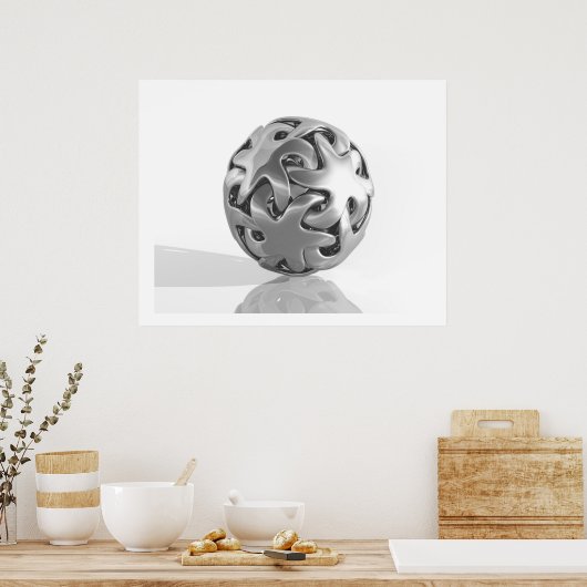 Virtual Sculpture Interlocked Star Chrome Poster (Keuken)