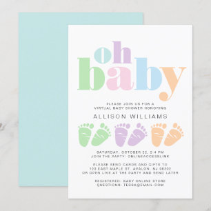 Virtual Shower Baby Feet Pastel Modern Typografie Kaart