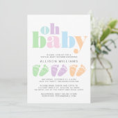 Virtual Shower Baby Feet Pastel Moderne Typografie Kaart (Staand voorkant)