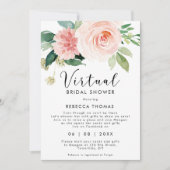 Virtual Shower By Mail Roze Bloemen vrijgezellenfe Kaart (Voorkant)