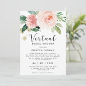Virtual Shower By Mail Roze Bloemen vrijgezellenfe Kaart (Staand voorkant)