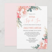 Virtual SIP & See Blush Roze Goud Baby shower Kaart (Voorkant / Achterkant)