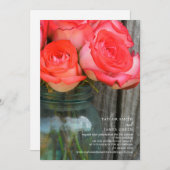 Virtual Streaming Wedding Rustic Rozen Jar Kaart (Voorkant / Achterkant)