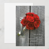 Virtual Streaming Wedding Rustiek Red Rose Boeket Kaart (Voorkant / Achterkant)