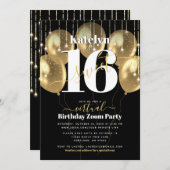 Virtual Sweet 16 Verjaardag Glam Girly Gouden Ball Kaart (Voorkant / Achterkant)