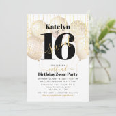 Virtual Sweet 16 Verjaardag Meisje Glam Gouden Bal Kaart (Staand voorkant)