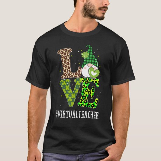 Virtual Teacher Love St Patricks Day Gnome Leopard T-shirt (Voorkant)