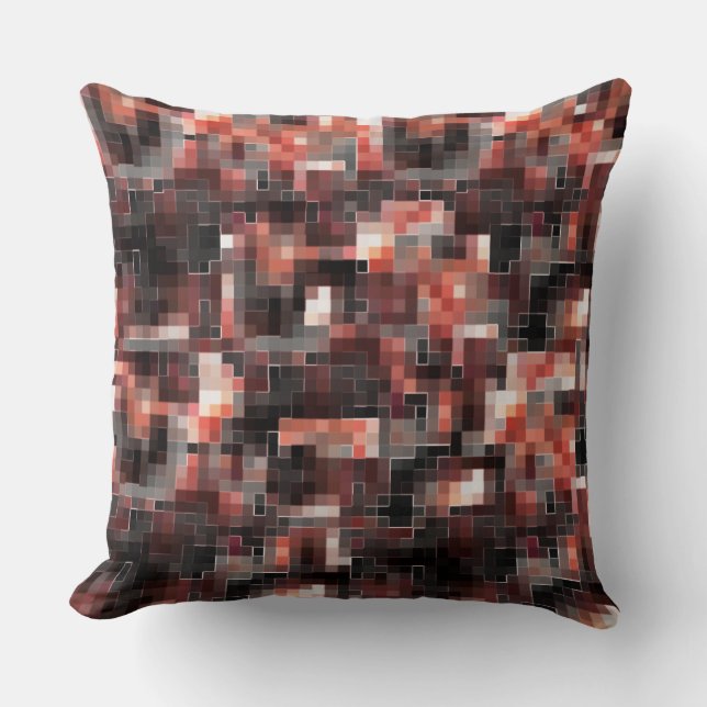 Virtual tegel stijl vierkant mozaïek in bruin tot  kussen (Voorkant)