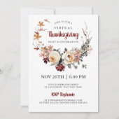 Virtual Thanksgiving Rustic Floral-diner Kaart (Voorkant)