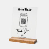 Virtual Tip Jar, Aangepaste QR-code Betalen App, L Acryl Bord (Hoek)