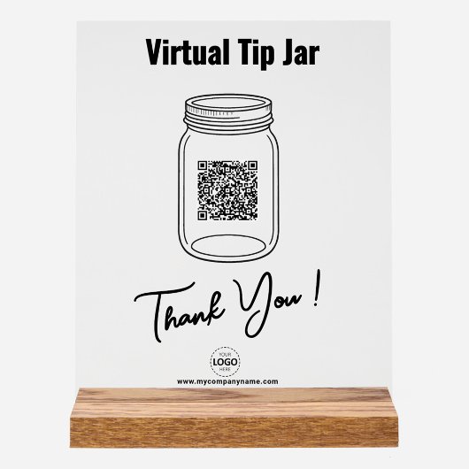 Virtual Tip Jar, Aangepaste QR-code Betalen App, L Acryl Bord