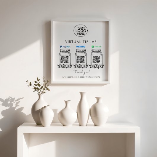 Virtual Tip Jar Logo PayPal Venmo Cash App QR-code Foto Afdruk