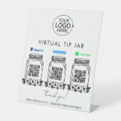 Virtual Tip Jar Logo PayPal Venmo Cash App QR-code Reclamebord Met Voetstuk (Voorkant)