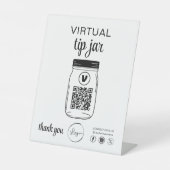 Virtual Tip Jar QR Code Logo Wit Reclamebord Met Voetstuk (Voorkant)