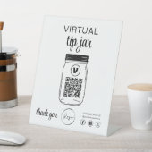 Virtual Tip Jar QR Code Logo Wit Reclamebord Met Voetstuk (Insitu)