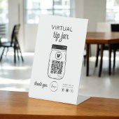 Virtual Tip Jar QR Code Logo Wit Reclamebord Met Voetstuk