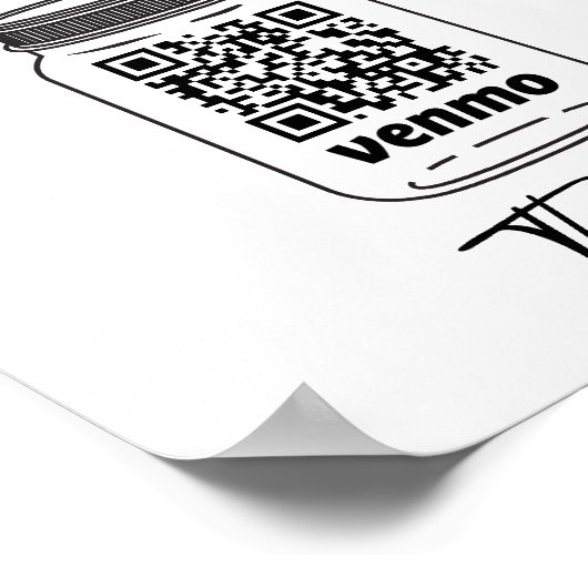 Virtual Tip Jar QR Code Tip Your Bartender Pedesta Poster (Hoek)