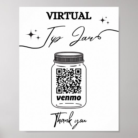Virtual Tip Jar QR Code Tip Your Bartender Pedesta Poster (Voorkant)