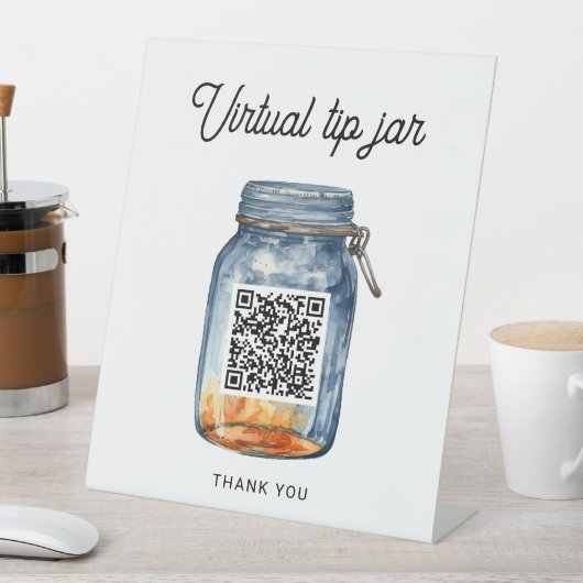 Virtual Tip Jar Reclamebord Met Voetstuk (Insitu)
