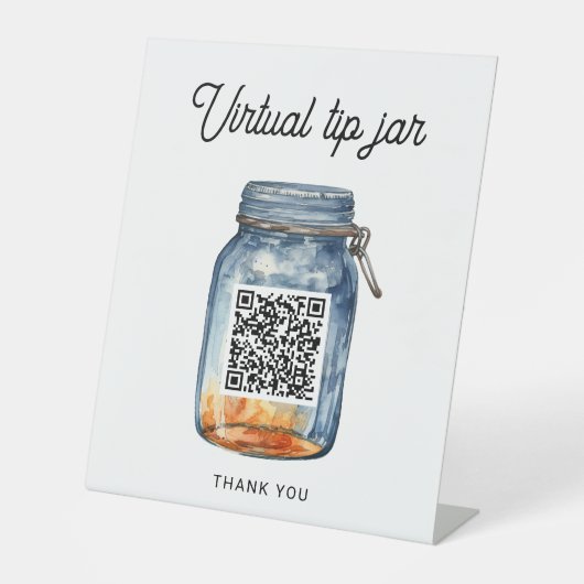Virtual Tip Jar Reclamebord Met Voetstuk (Voorkant)