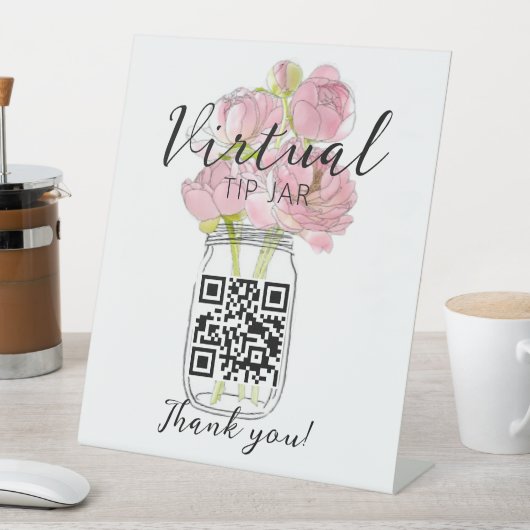 Virtual Tip Jar Scan QR Code Betaling Reclamebord Met Voetstuk (Insitu)