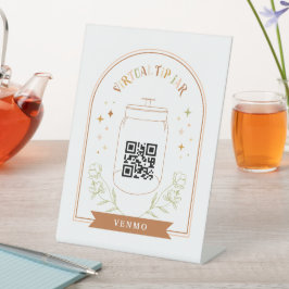 Virtual Tip Jar Scan QR Code Cash App Payment Ped Reclamebord Met Voetstuk