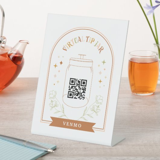 Virtual Tip Jar Scan QR Code Cash App Payment Ped Reclamebord Met Voetstuk (Insitu)