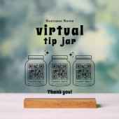 Virtual Tip Jar with 3 QR Code Acryl Bord (Neutraal)