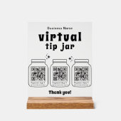 Virtual Tip Jar with 3 QR Code Acryl Bord (Voorkant)