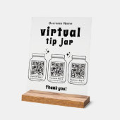 Virtual Tip Jar with 3 QR Code Acryl Bord (Hoek)