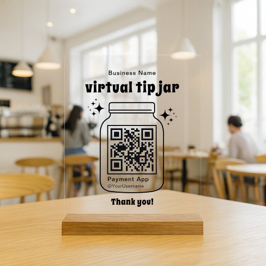 Virtual Tip Jar with QR Code Acryl Bord