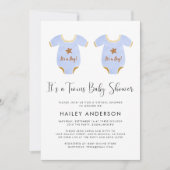 Virtual Twin Boys Waterverf Baby shower Kaart (Voorkant)