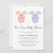 Virtual Twin Girl Boy Waterverf Baby shower Kaart (Voorkant)